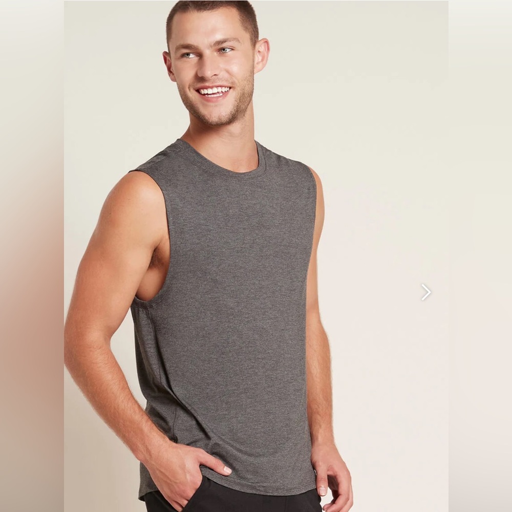 Boody bamboo viscose dark grey marled sleeveless jersey muscle tee – NWT